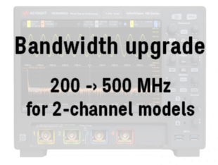 Keysight HD3BW-002 Bandwidth Upgrade, 200 MHz to 500 MHz for 2-Channel Models